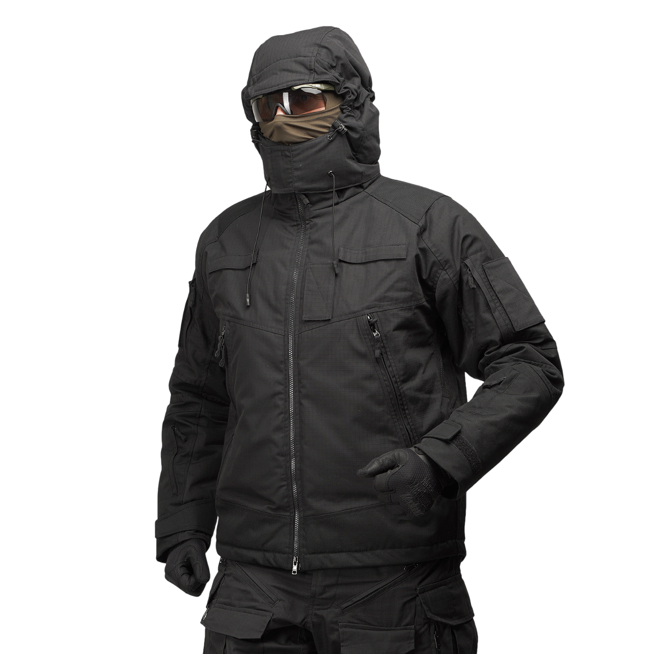 Tactical winter jacket Northwest Gears Black RipStop Climashield Apex